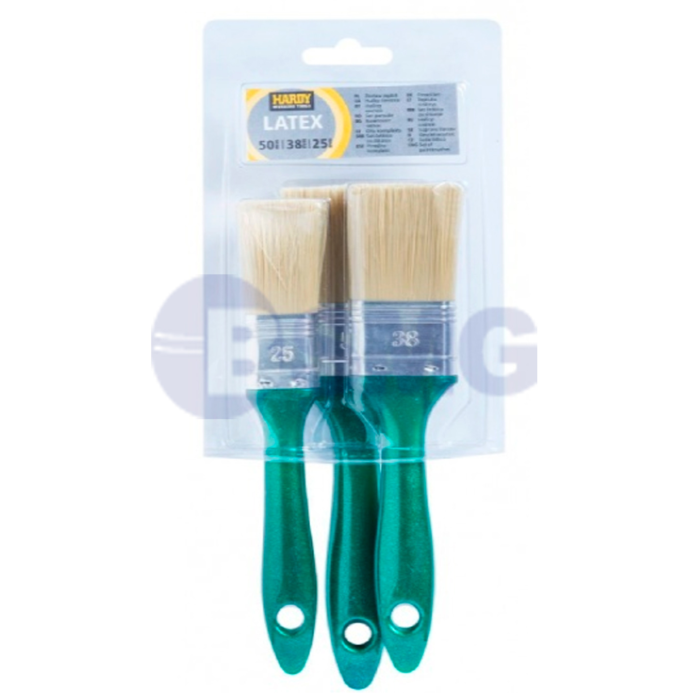 აკრილის ფუნჯების ნაკრები მწვანე სახელურით, 3ც, 0280-070003  024938