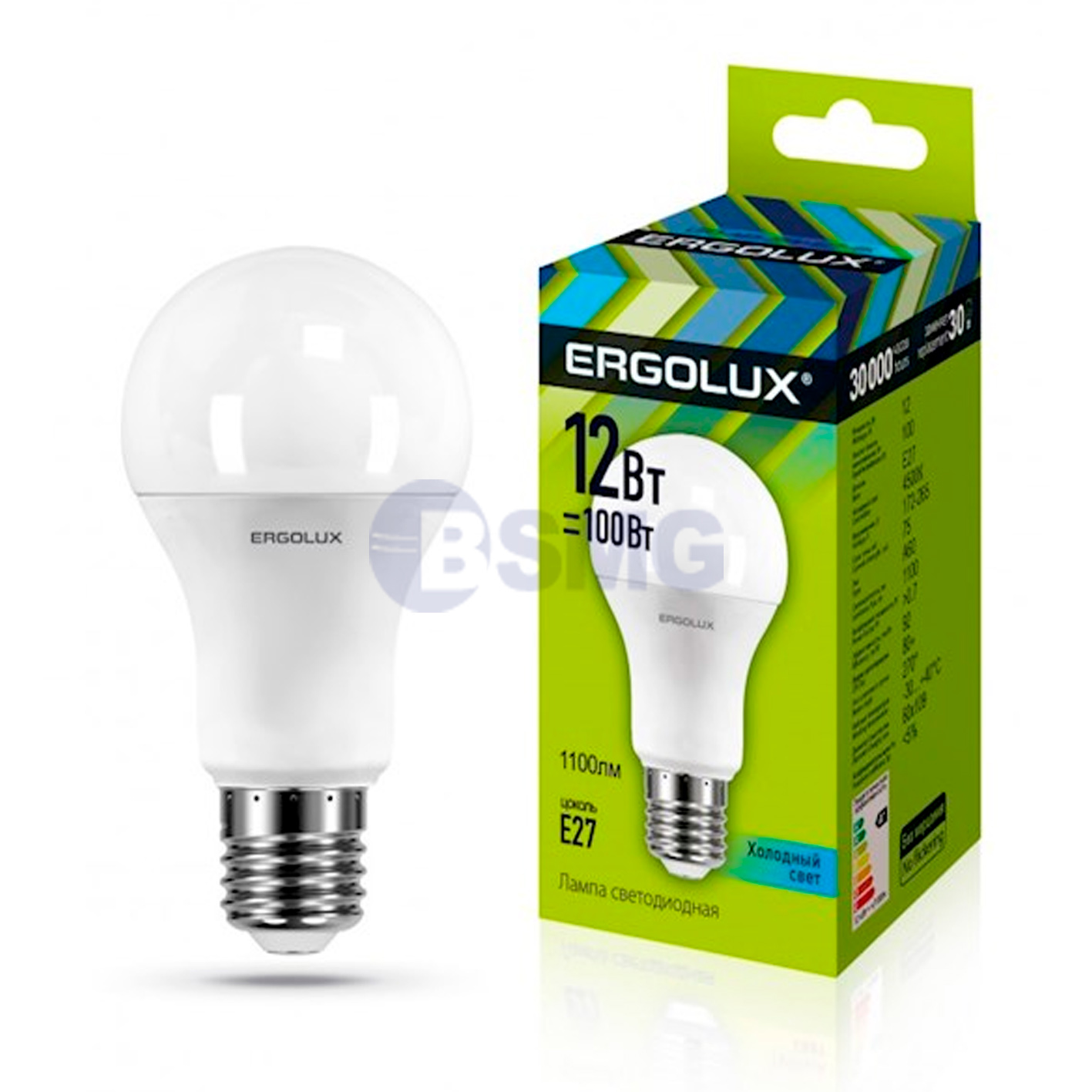 Ergolux Led Lamp  LED-A60-12W-E27-4K ნათურა ლედ განათებით ეკონომიური 12 ვატი   ცივი ნათება E27 ცოკოლზე (4895117874585)   023718