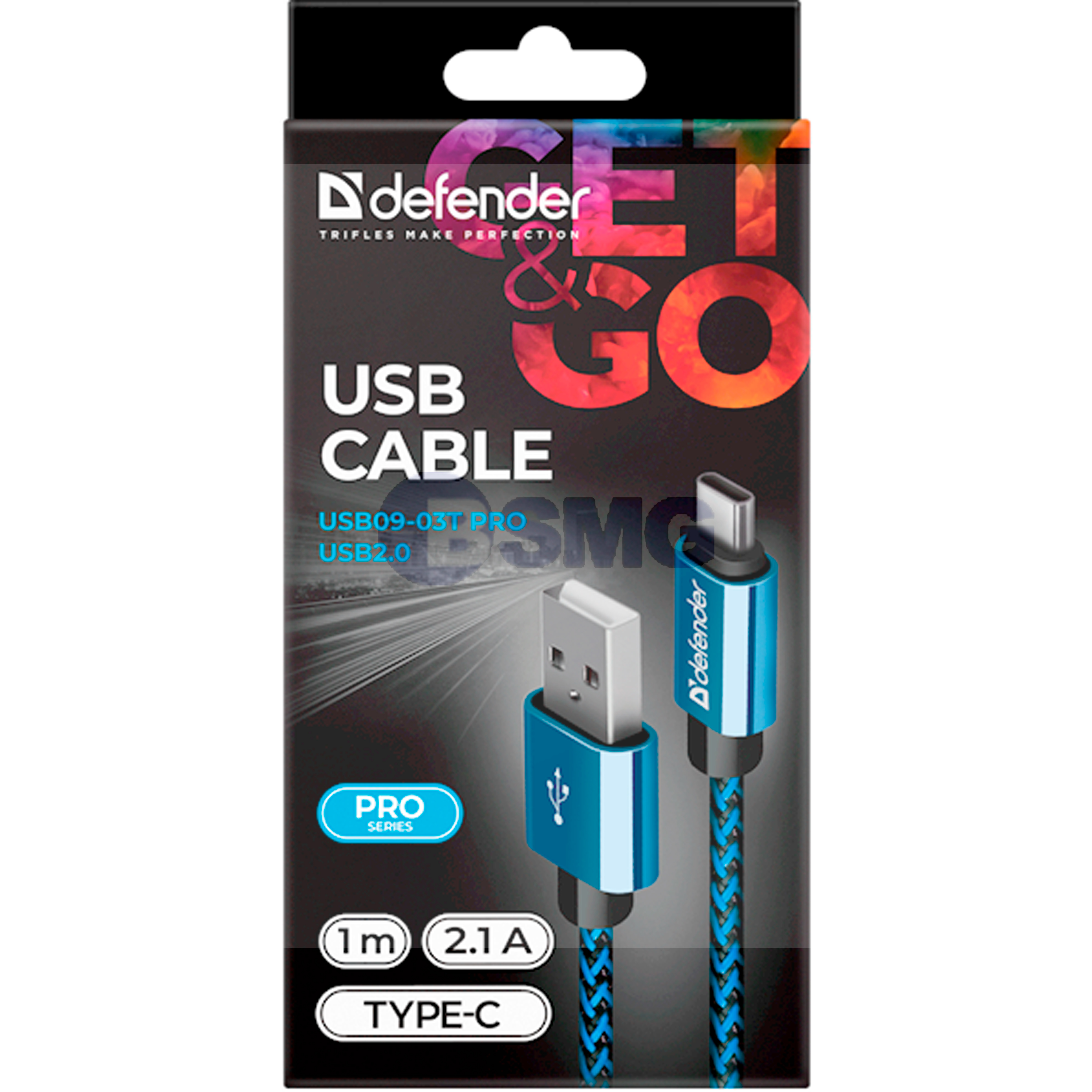 USB cable Defender USB09-03T PRO USB2.0 Blue, AM-Type-C, 1m, 2.1A 023288