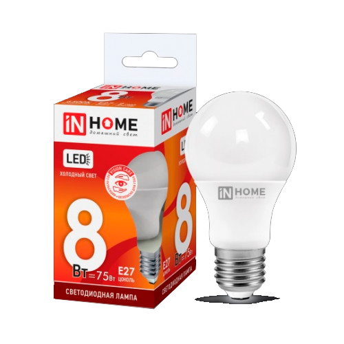 ლედ ა-60-ვც 8ვტ ე27 6500კ 720ლმ ინჰოუმ   021102