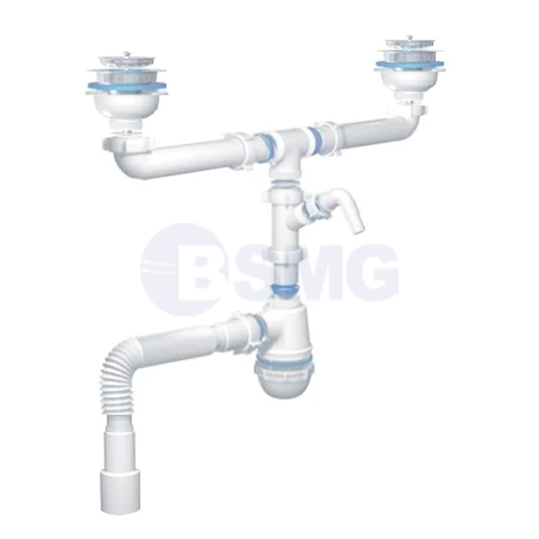 KETTLER-78850 სამზარეულოს სიფონი ორიანი 80cm-40/50-Ф113 თავით  022546