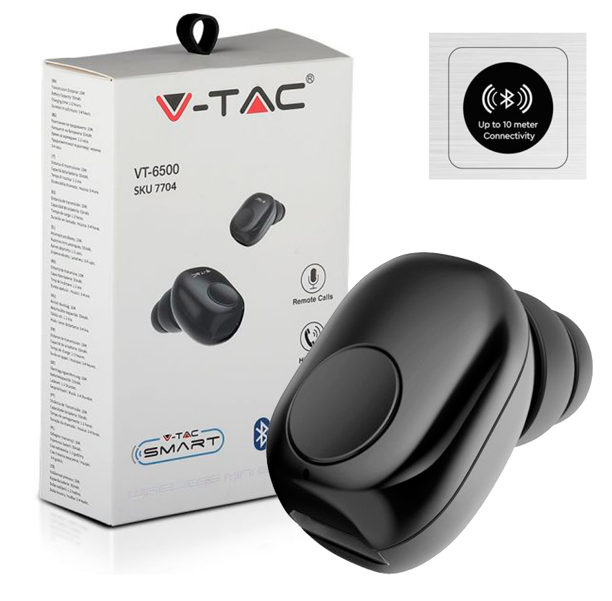 7704-ბლუთუზ ყურსასმენი 55mah ბატარეა შავი ფერი მინი    015777