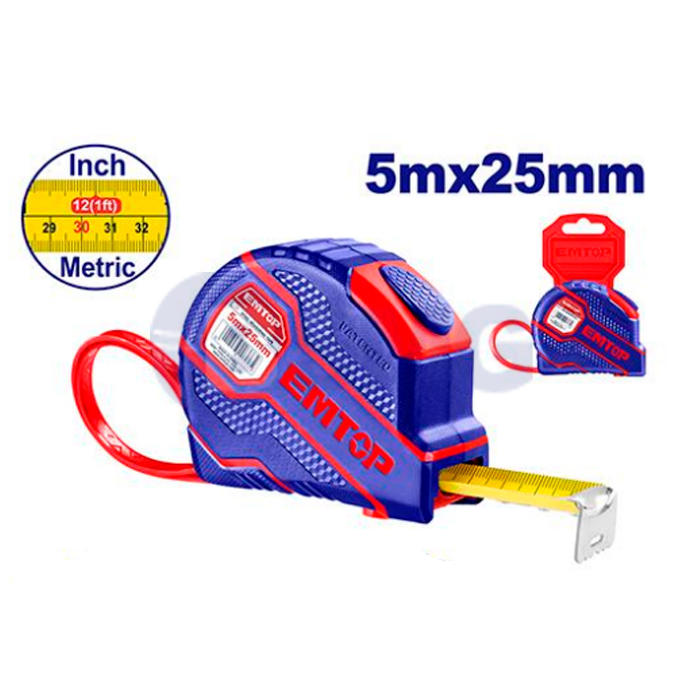 EMTOP საზომი რგოლი 25მმ 5მ რეზინით EMTP25201       028014