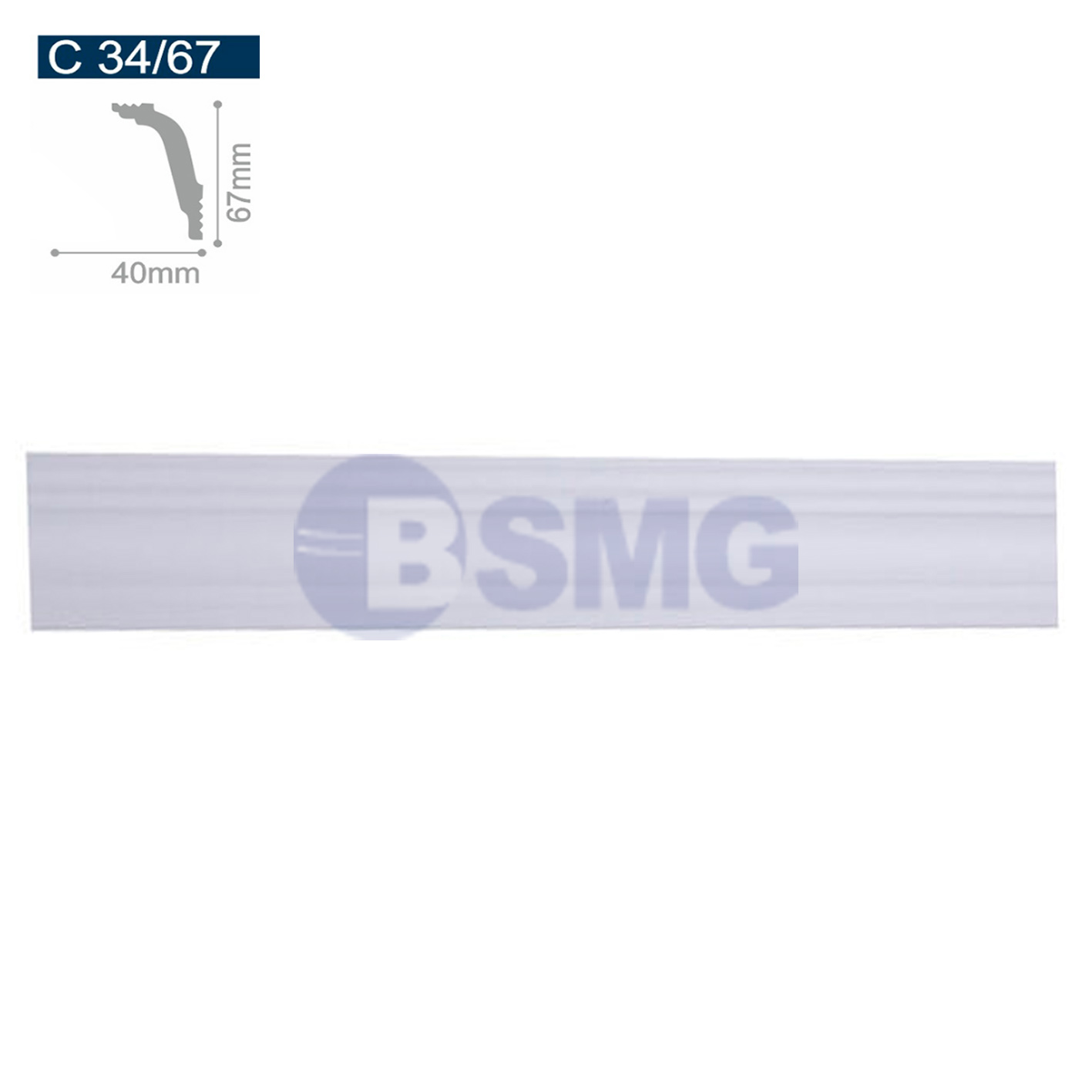 პენოპლასტის კარნიზი C34/67 (67მმ*40მმ*2მ)   023880