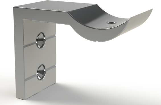 50მმ მილის კედლიდან გადმომყვანი (L) ვერცხლი  006307