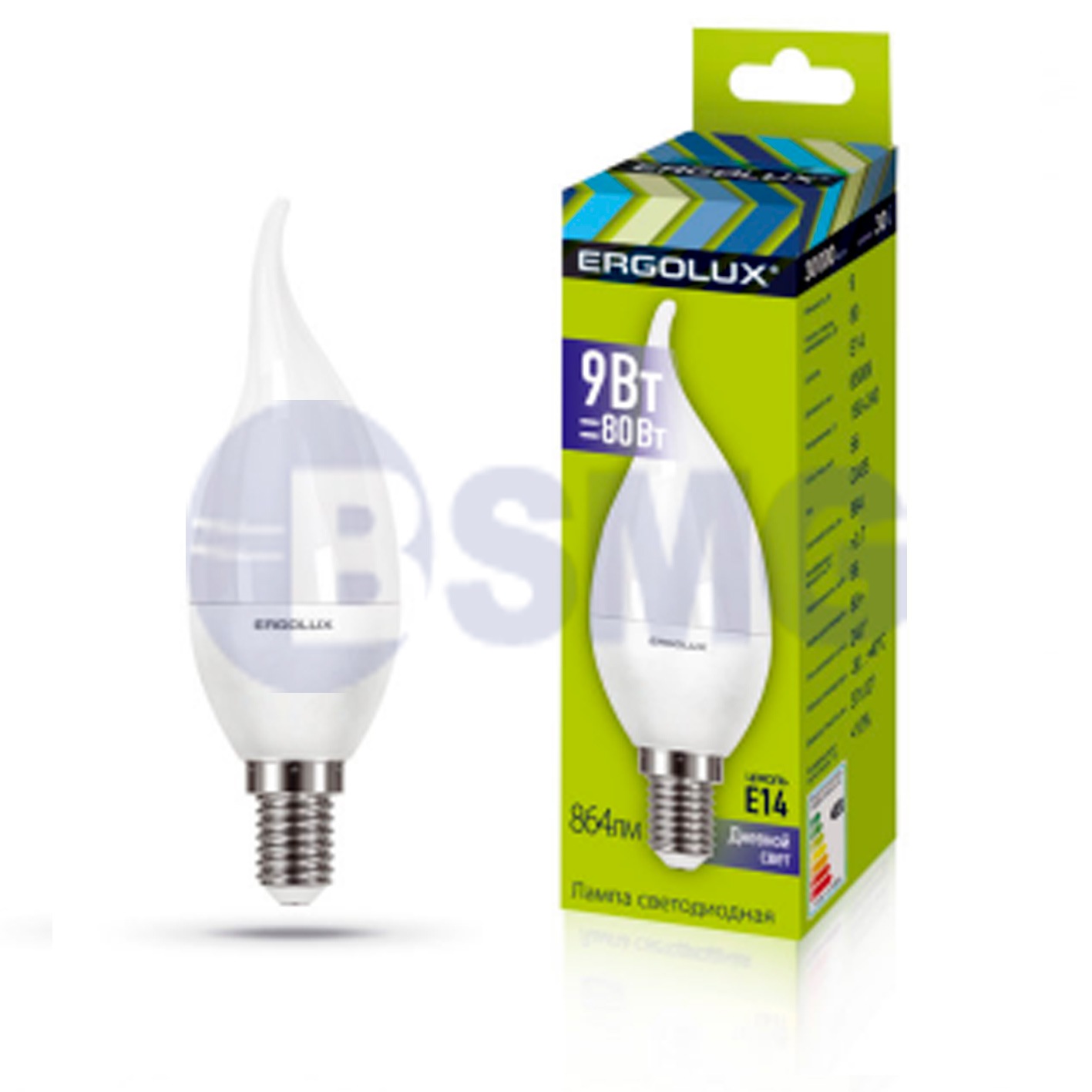 ErgoluxLED lamps LED-CA35-9W-E14-6K ნათურა ლედ განათებით ეკონომიური 9 ვატი   ცივი ნათება E14 ცოკოლზე    022964