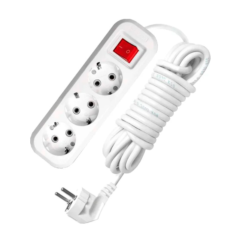 SOC13-5743 დამაგრძელებელი Linus 3-ადგილიანი 5 მტრ კაბელით დამიწებით და ჩამრთველით   014644