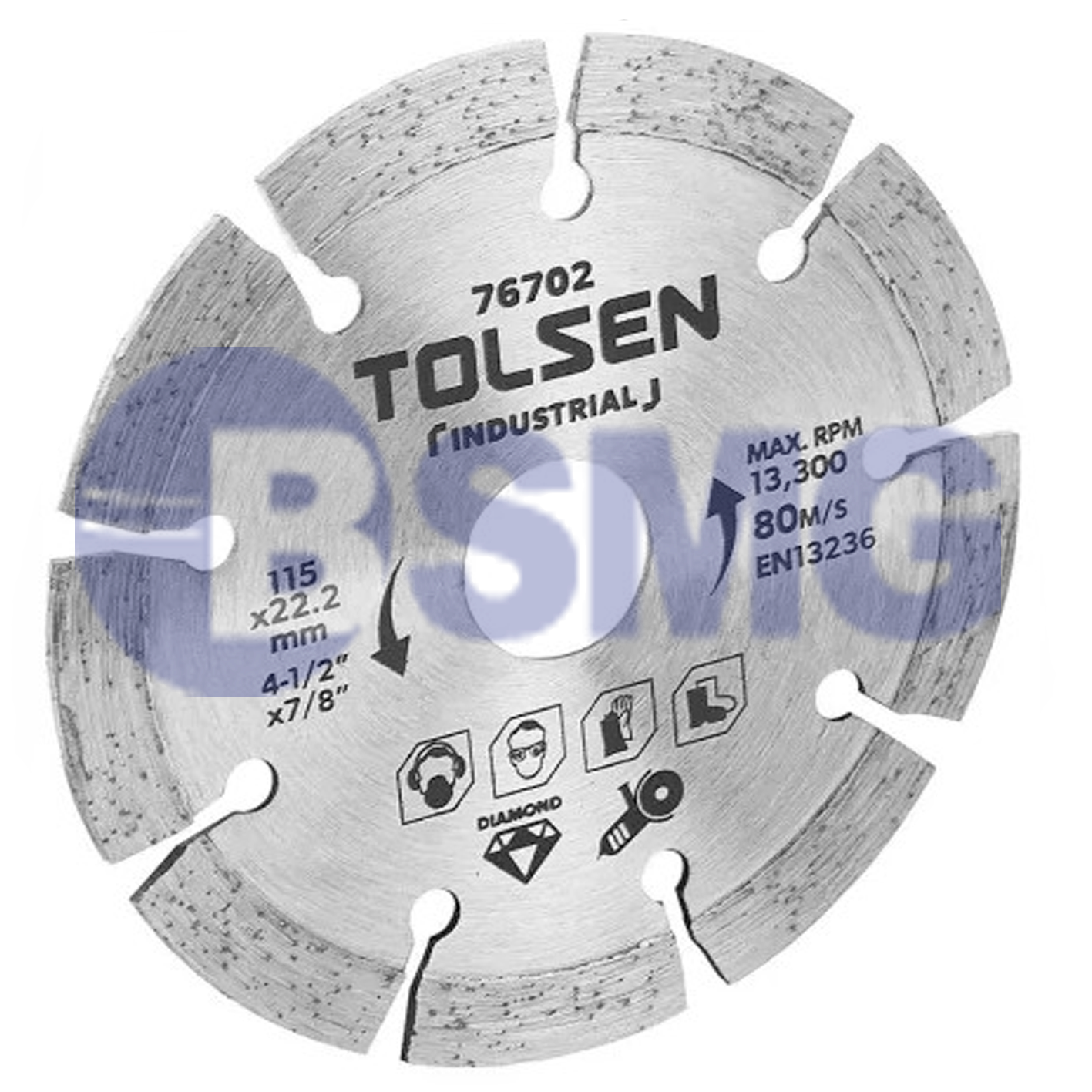 TOL442-76703 მეტლახის საჭრელი დისკი ჩაჭრილი 125X22.2mm   014856