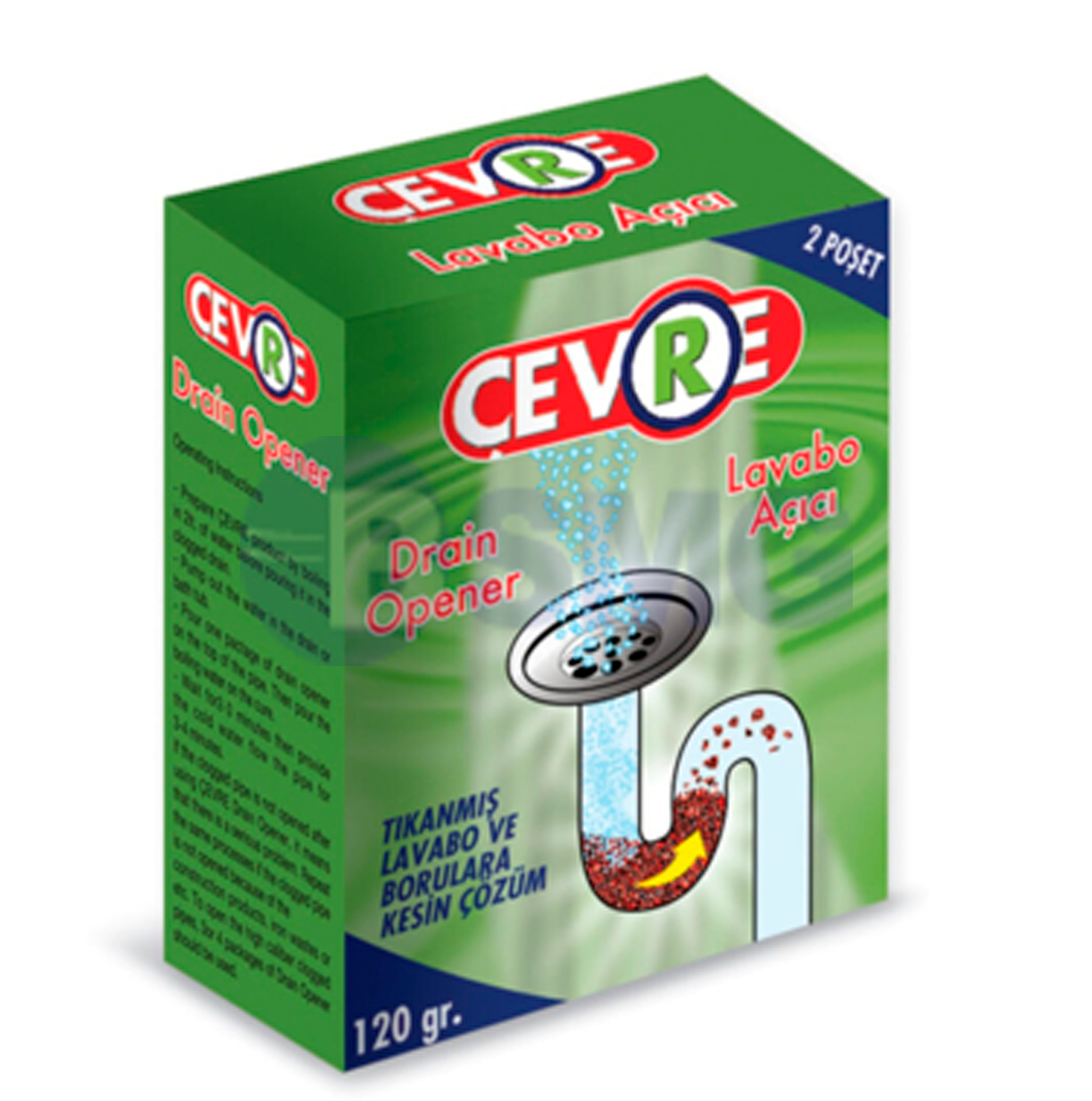 CEVRE მილების საწმენდი გრანულები 120გრ(60+60) 1*4    028340