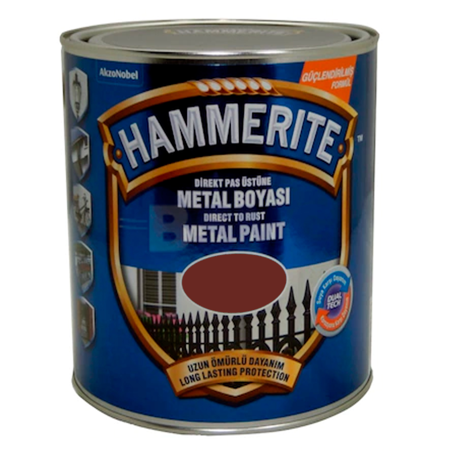 ანტიკოროზიული საღებავი 3/1-ში "Hammerite"მუქი ყავისფერი გლუვი 0,750ლტ 025857