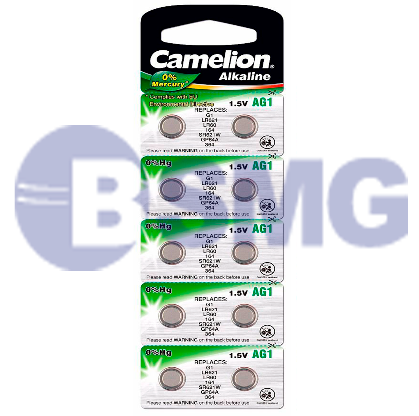 4905 Camelion Alkaline (mercury free) AG1 ელემენტი-ღილაკი, 10ც შეკრა AG1-BP10(0%HG)  014829