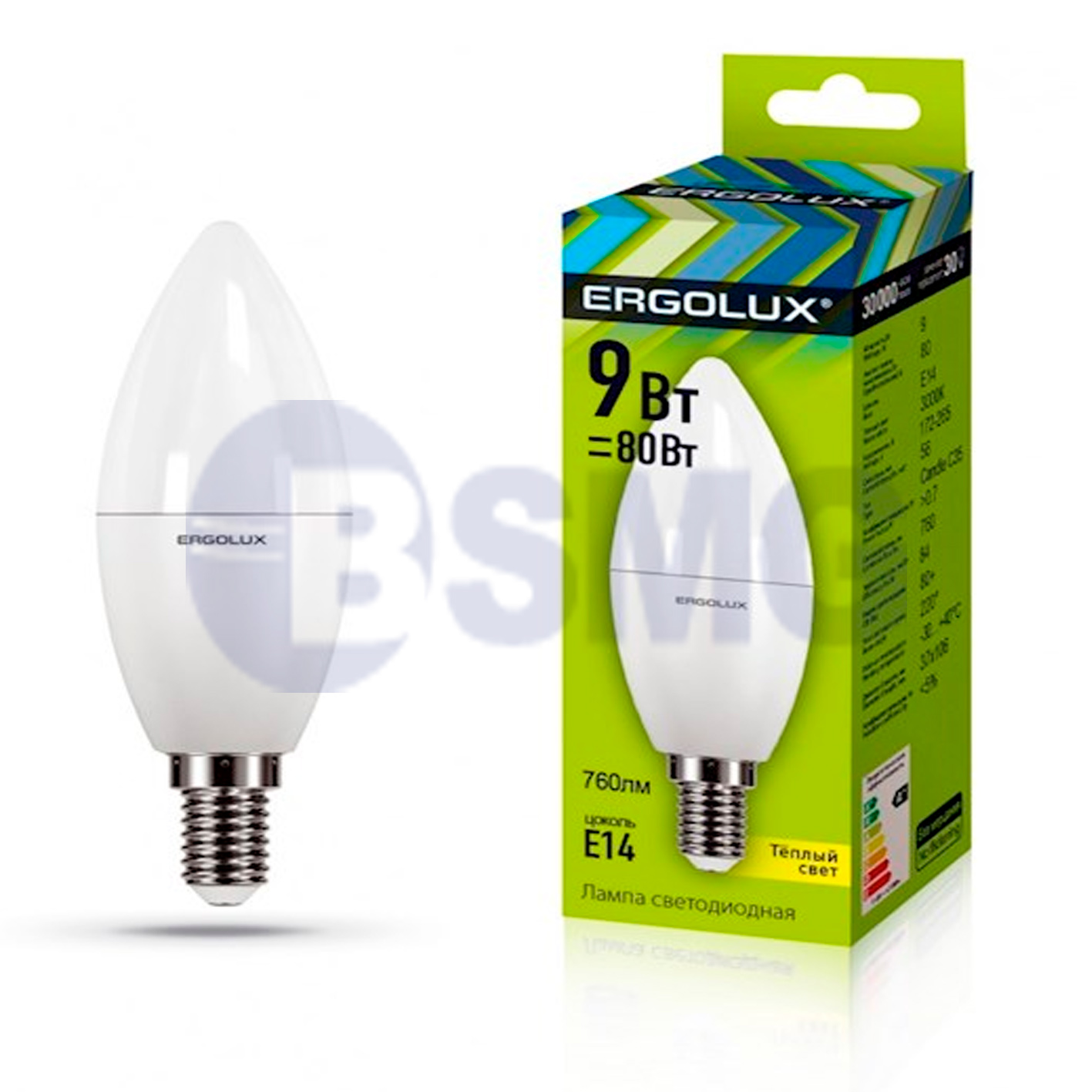 Ergolux LED lamps LED-C35-9W-E14-3K ნათურა ლედ განათებით ეკონომიური 9 ვატი თბილი ნათება E14 ცოკოლზ   022666