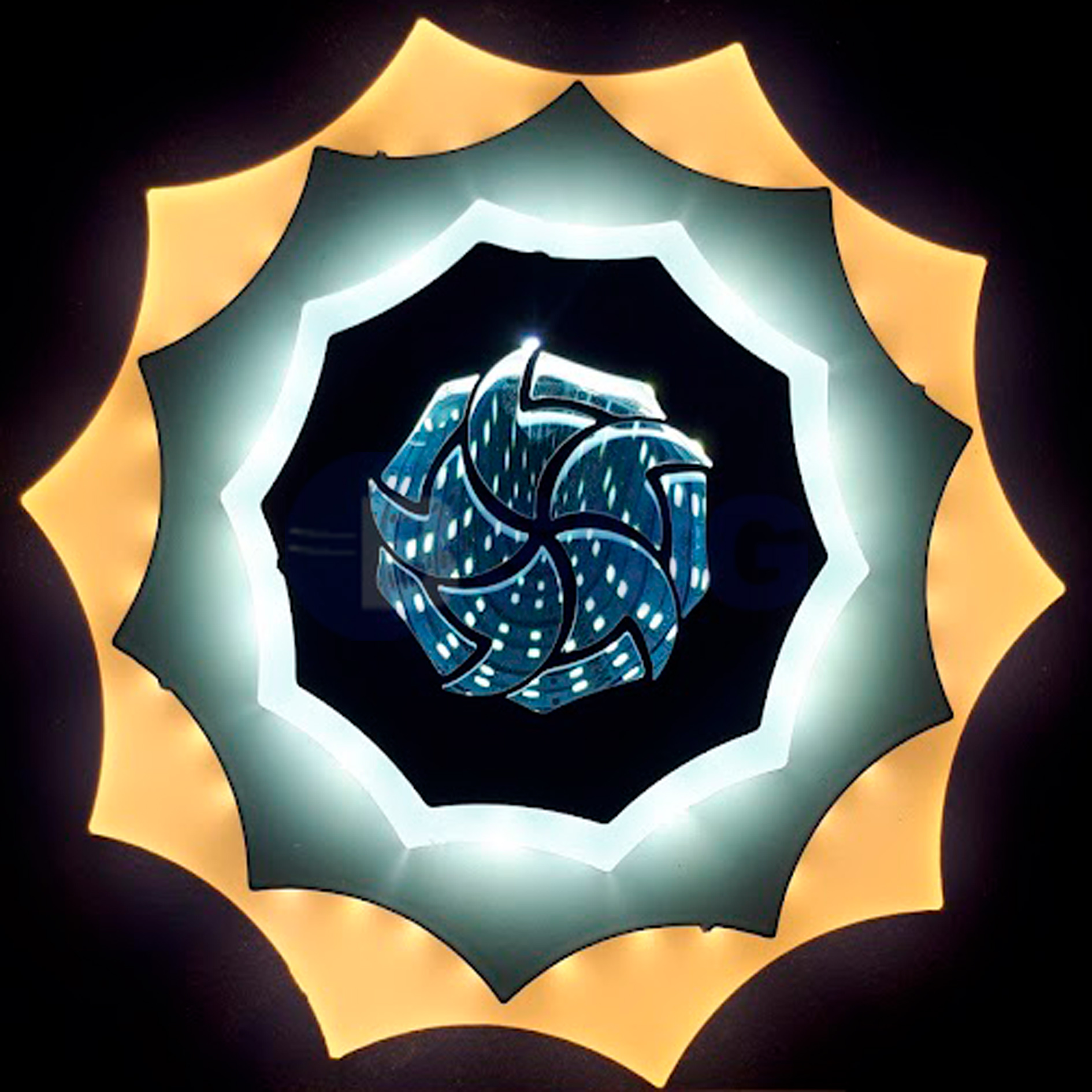 3808 QY-9 შუშის გალოგენი 3D. 160MM White+Warm     026434