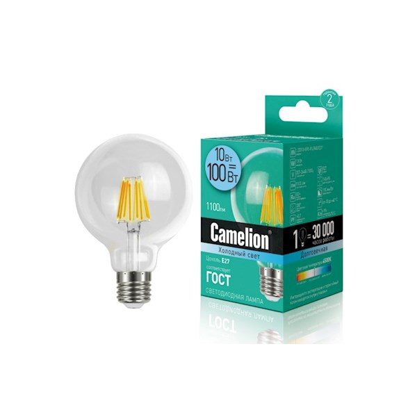 Camelion LED10-G95-FL/845/E27 ფლუროსცენთის დიოდური ნათურა 10 ვატი ეკვივალ. 100 ვატი 1100 ლუმენი    021335