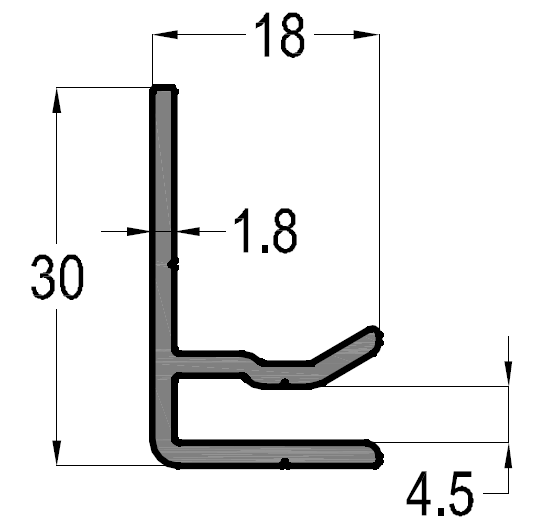 კომპოზიტური პანელის პროფილი (F) შავი  006292