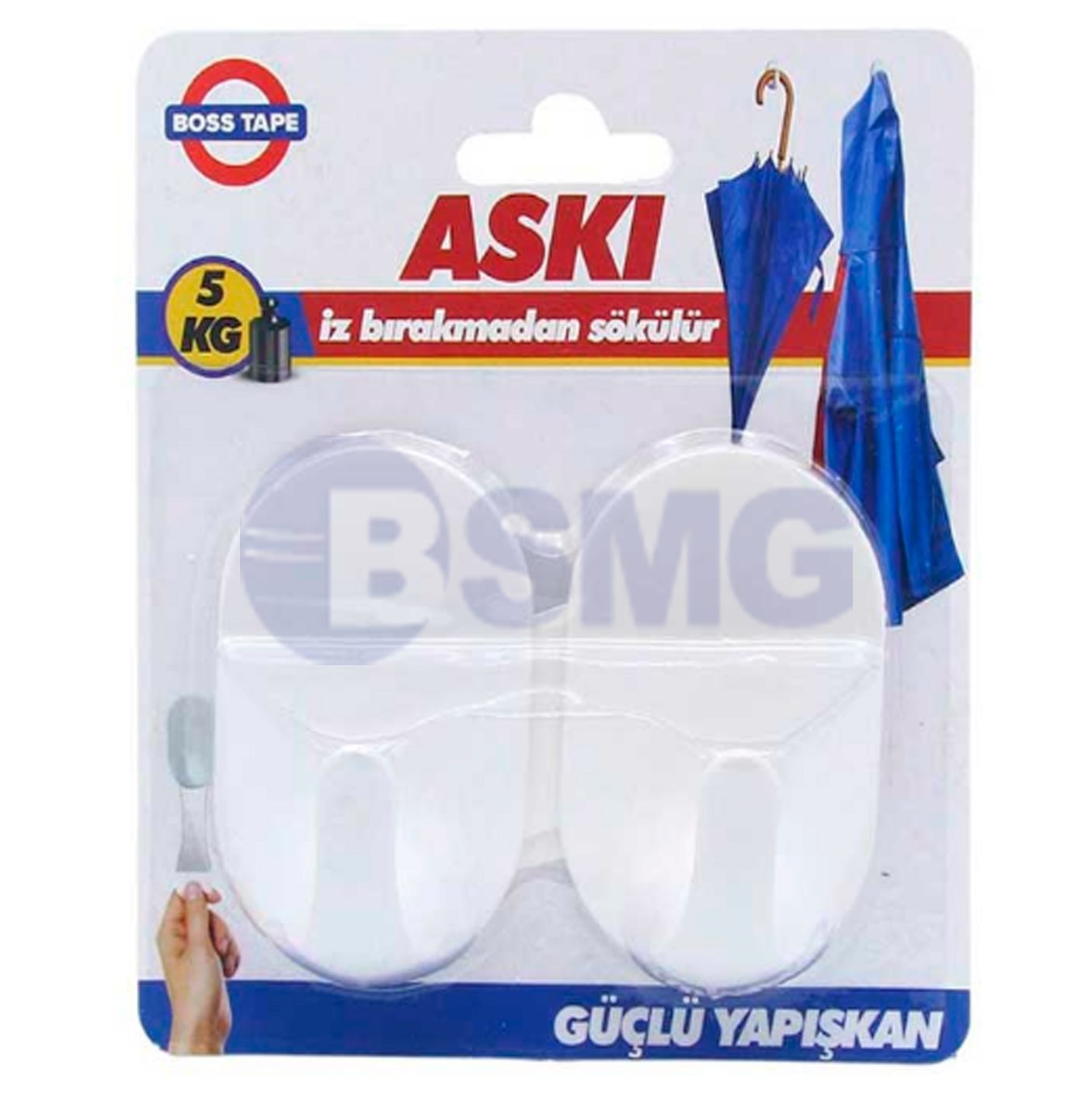 საკიდი თეთრი წებოვანი (2ცალი, 5კგ-მდე გამძლეობა)      026368