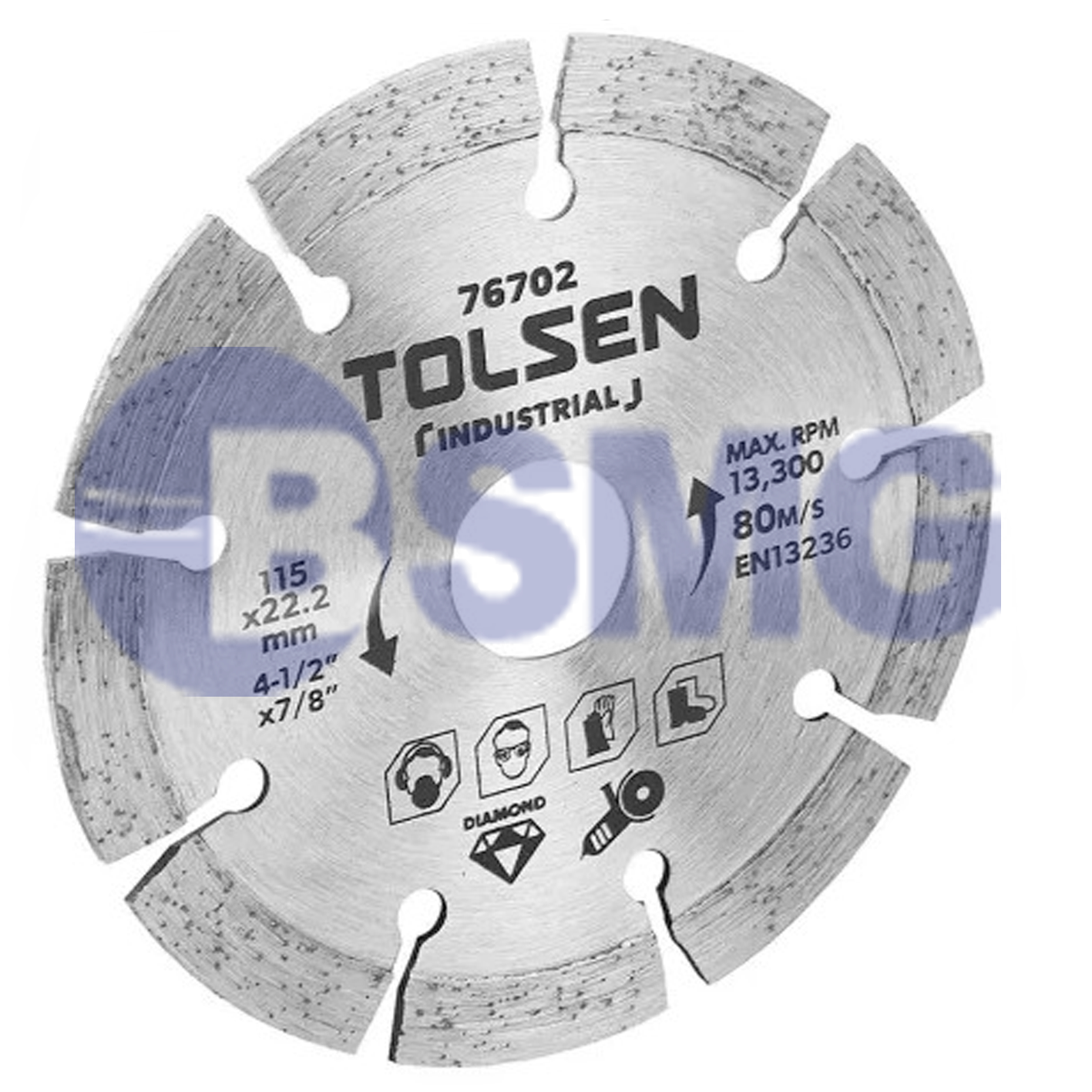 TOL593-76702  მეტლახის საჭრელი დისკი ჩაჭრილი 115X22.2mm   013735