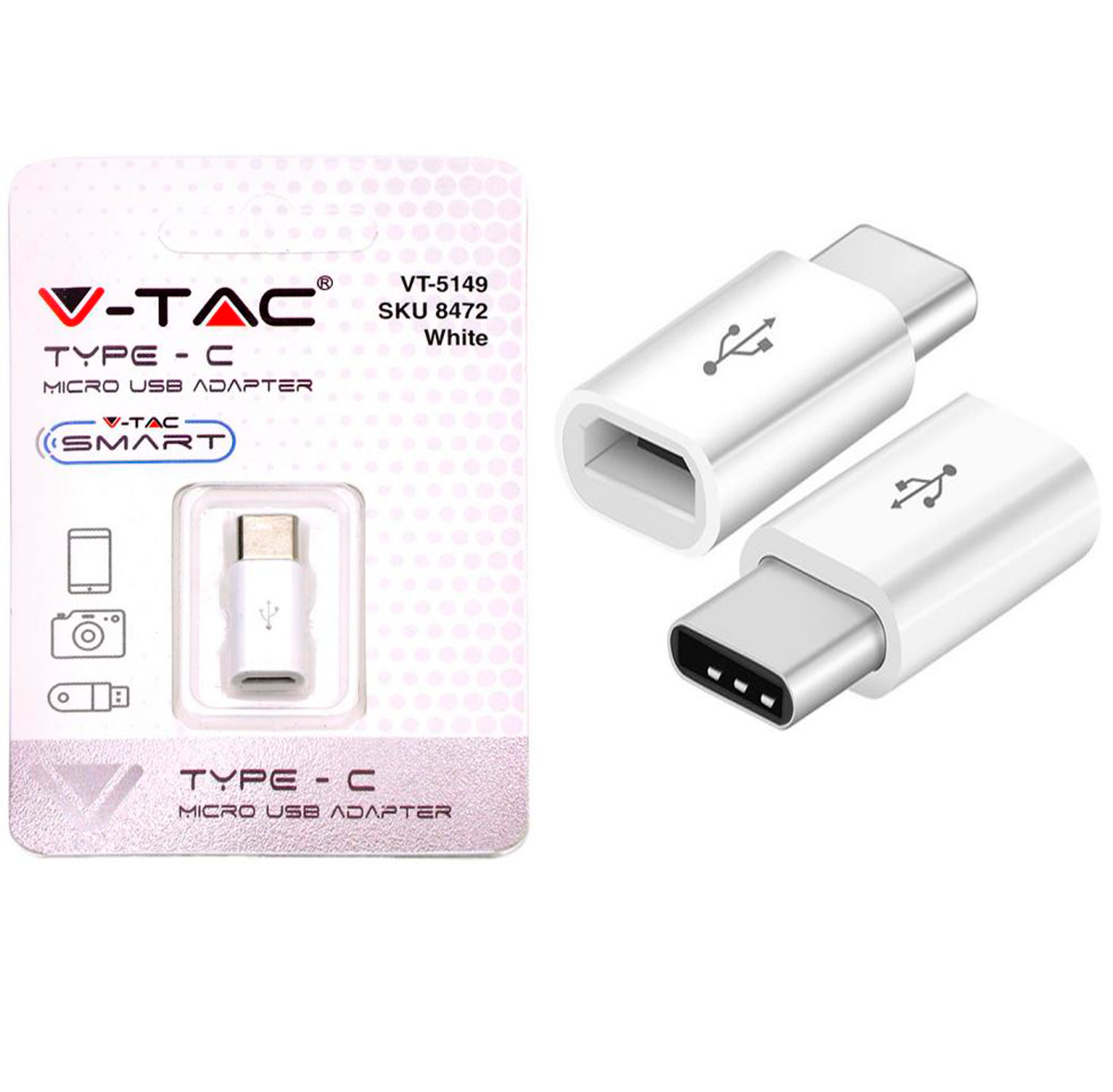 8472-მიკრო USB ადაპტორი თეთრი ფერი  015721