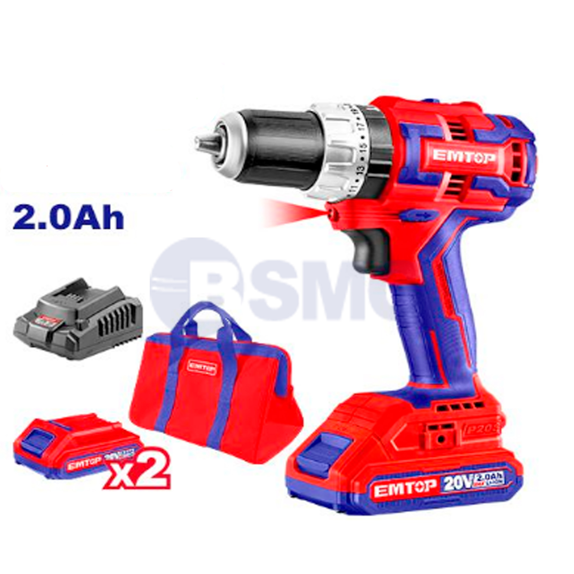 EMTOP ხრახნდამჭერი Li-Ion დარტყმითი 20ვ, 2 სიჩქარე (უნახშირო) ECIDL20812   026183