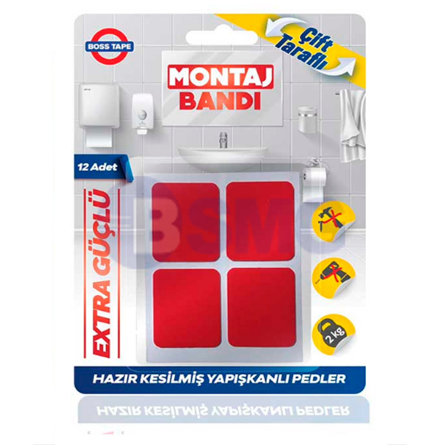 ორმხრივი სკოჩი ნესტგამძლე სააბაზანო ოთახისთვის 25მმ X 30მმ (2კგ გამძლეობა, 12ცალი)    026376