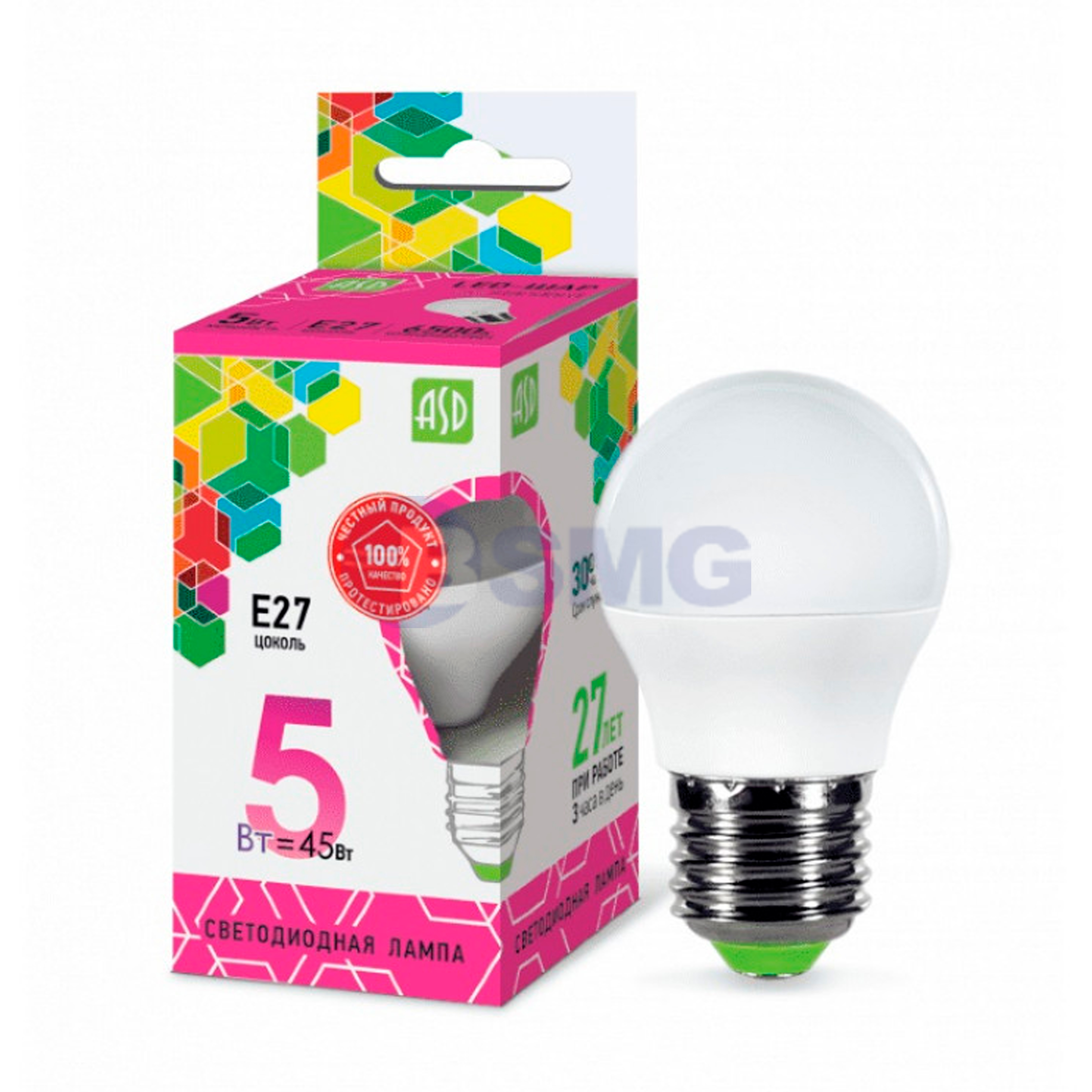 ლედ-შარ-სტდ 5ვტ ე27 6500კ 450ლმ ასდ  021902