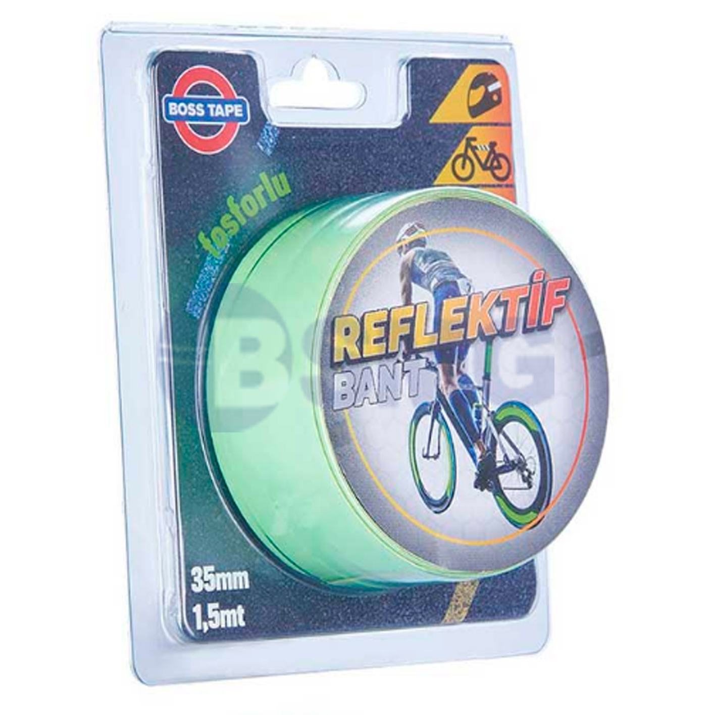 ამრეკლი სკოჩი მწვანე ფოსფორით 35მმ X 1.5მ   026380