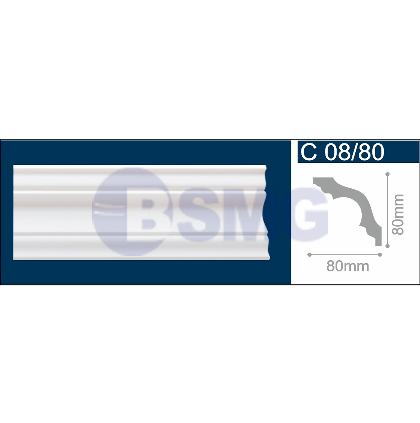 პენოპლასტის კარნიზი C08/80 (80მმ*80მმ*2მ)     027627